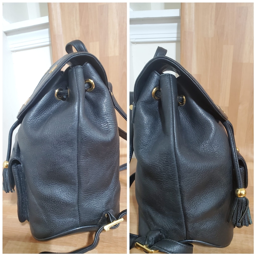 Mcm Leather Drawstring Backpack Bag Black - image 6